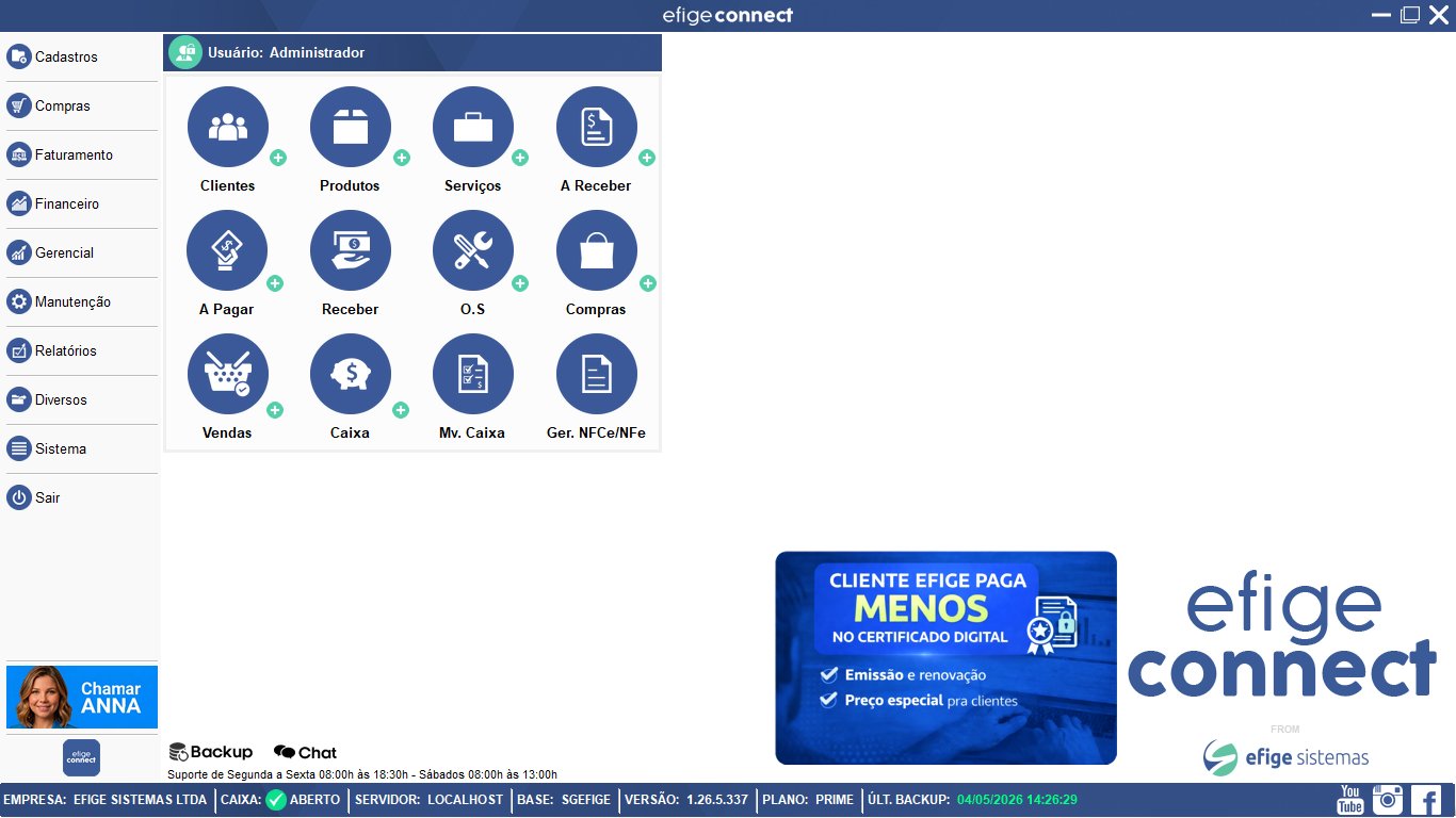Tela Inicial Efige Connect